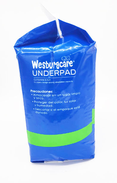 disposable personal care 60*90 underpad from Wesburgcare brand strong absorb core from USA wood pulp