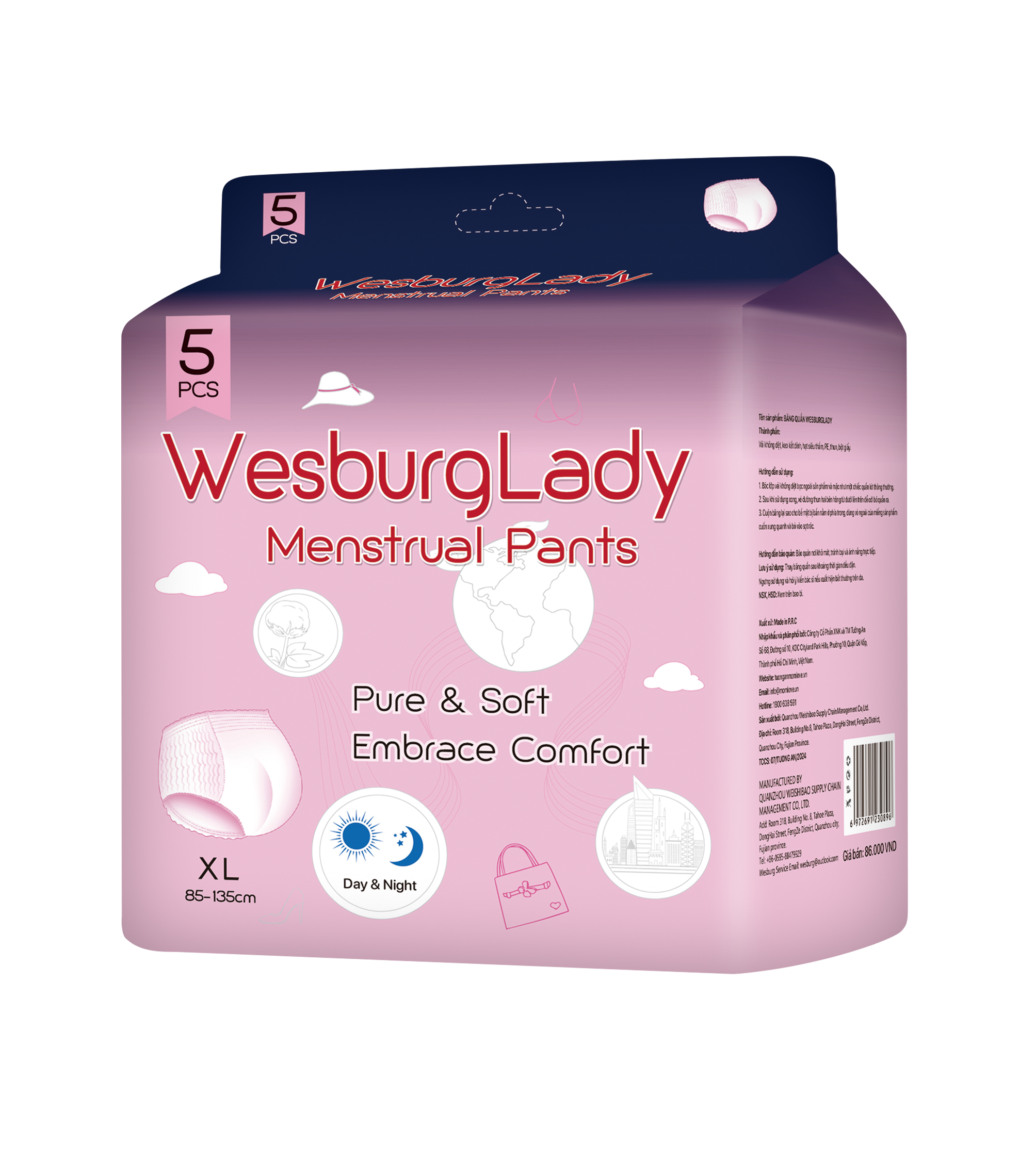 WesburgLady Disposable Underwear for Women, Organic Cotton Cover - Incontinence Pads, Postpartum Essentials, Disposable Underwear, Unscented, Maximum Coverage 